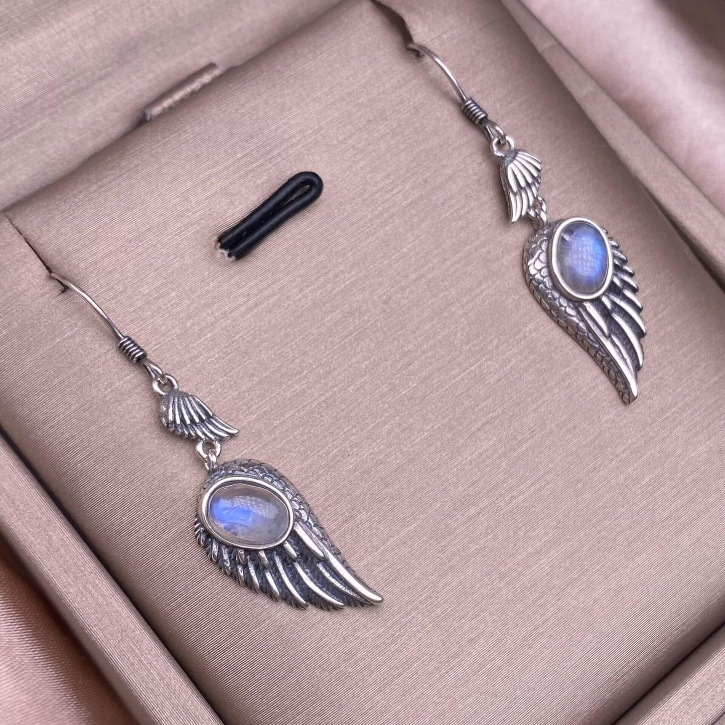 Garnet, black opal, black shell, white shell, tea crystal, purple dragon crystal wings earrings S925 (Copy)