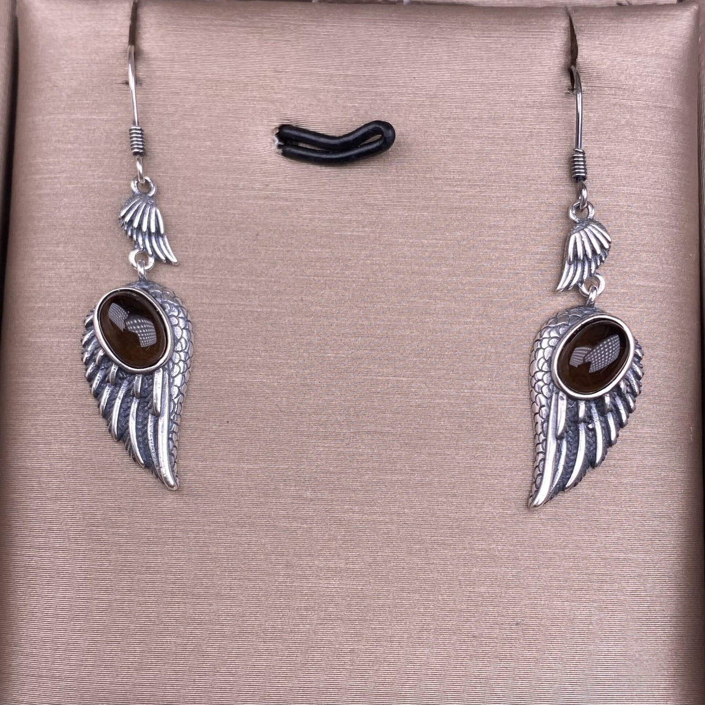 Garnet, black opal, black shell, white shell, tea crystal, purple dragon crystal wings earrings S925 (Copy)