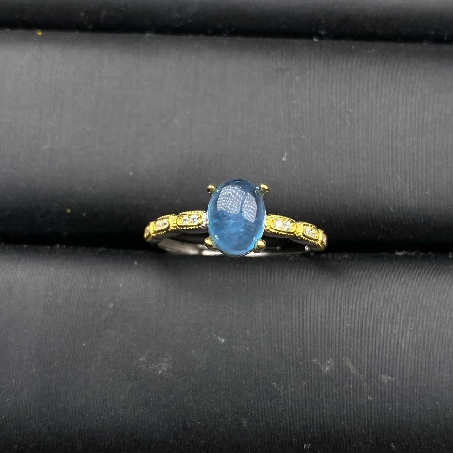 Aquamarine ring s925, silver inlaid retro snake ring, exquisite, full of diamonds, fresh and delicate women's jewelry, simple colored gemstone