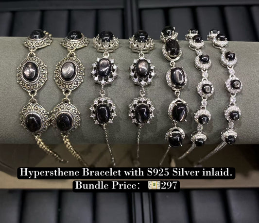 Bundle silver Jewelry Hypersthene Bracelets S925, silver inlaid, NO.B10