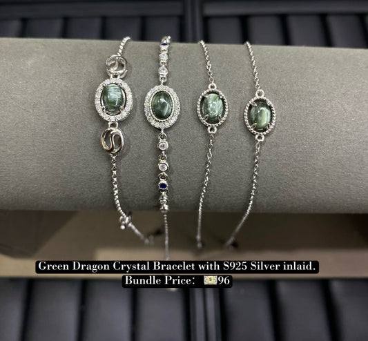 Bundle silver Jewelry Green Dragon Crystal Bracelets S925, silver inlaid, NO.B13