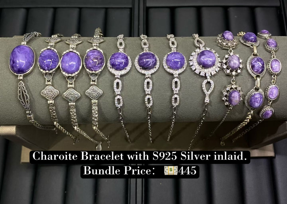 Bundle silver Jewelry  Charoite Bracelets S925, silver inlaid, NO.B3