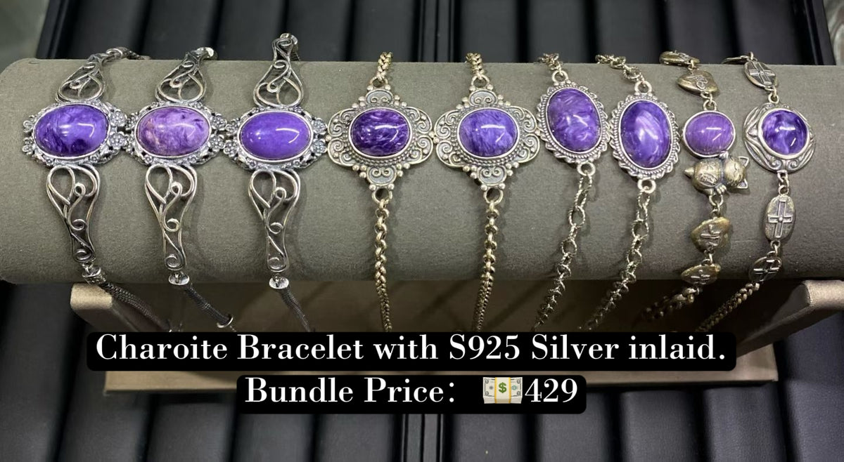 Bundle silver Jewelry  Charoite Bracelets S925, silver inlaid, NO.B4