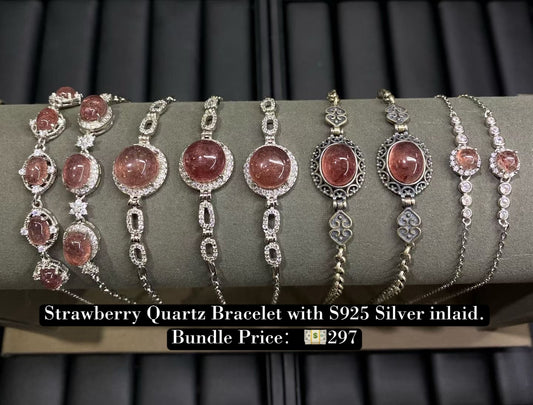 Bundle silver Jewelry  Strawberry Quartz Bracelets S925, silver inlaid, NO.B8