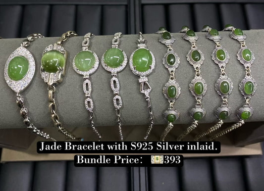 Bundle silver Jewelry  Jade Bracelets S925, silver inlaid, NO.B9