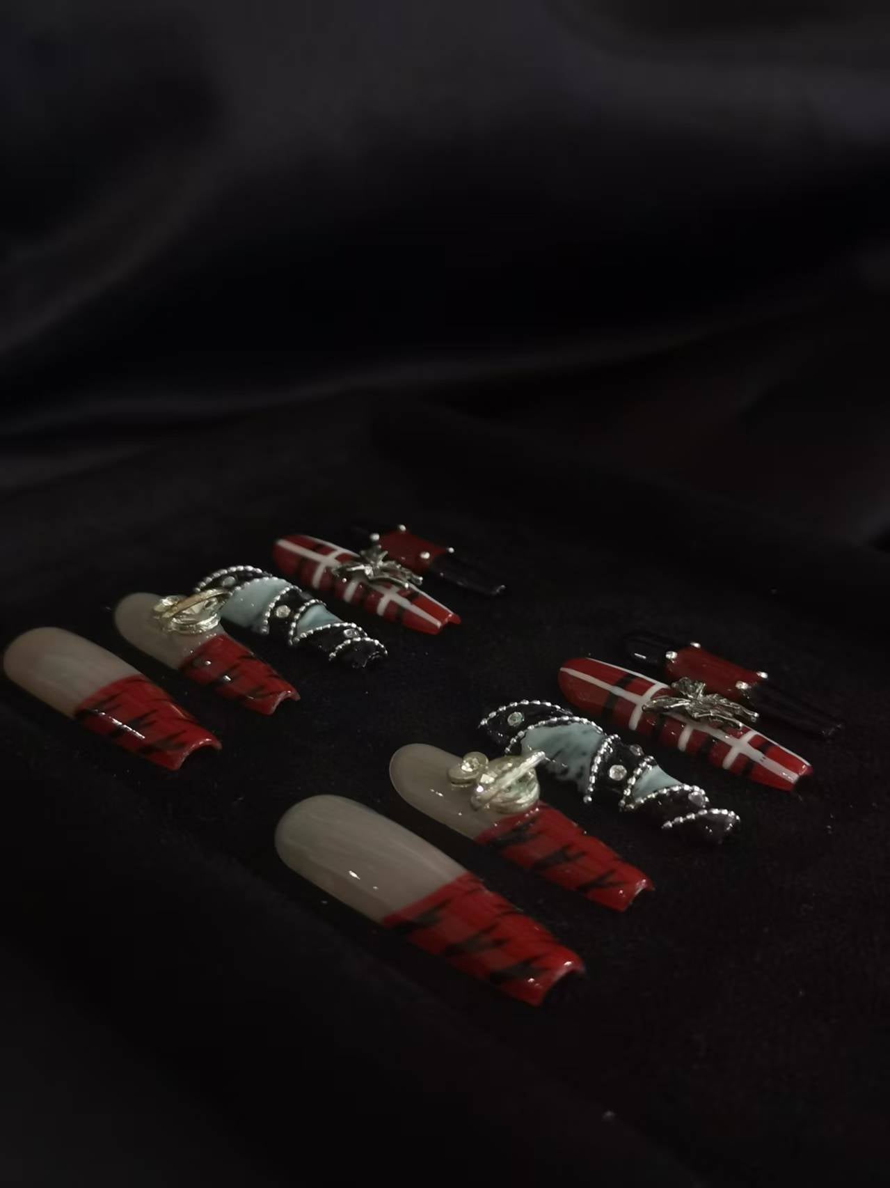 Handmade Nail art belt designs press on nails with 3d flower gel glue coffin stiletto square shaped 2