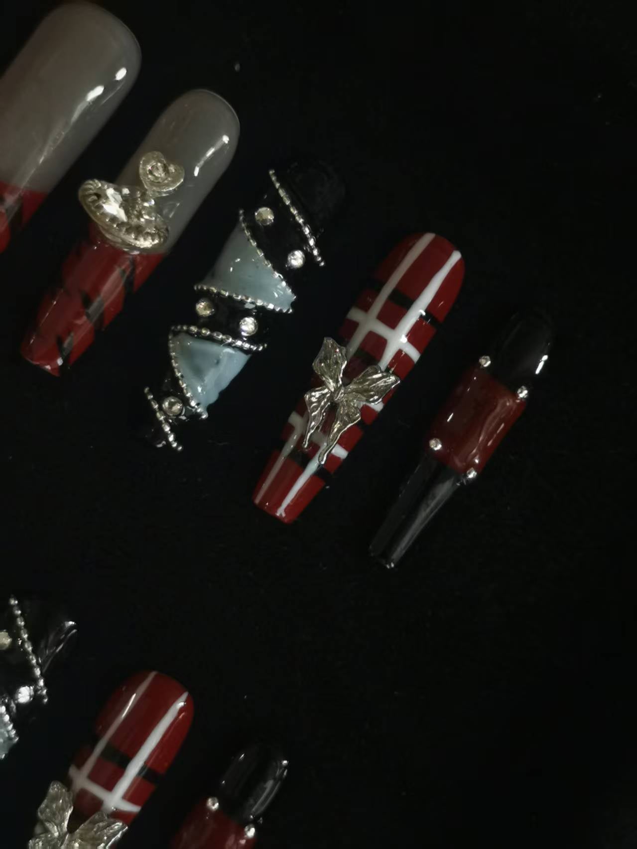 Handmade Nail art belt designs press on nails with 3d flower gel glue coffin stiletto square shaped 3