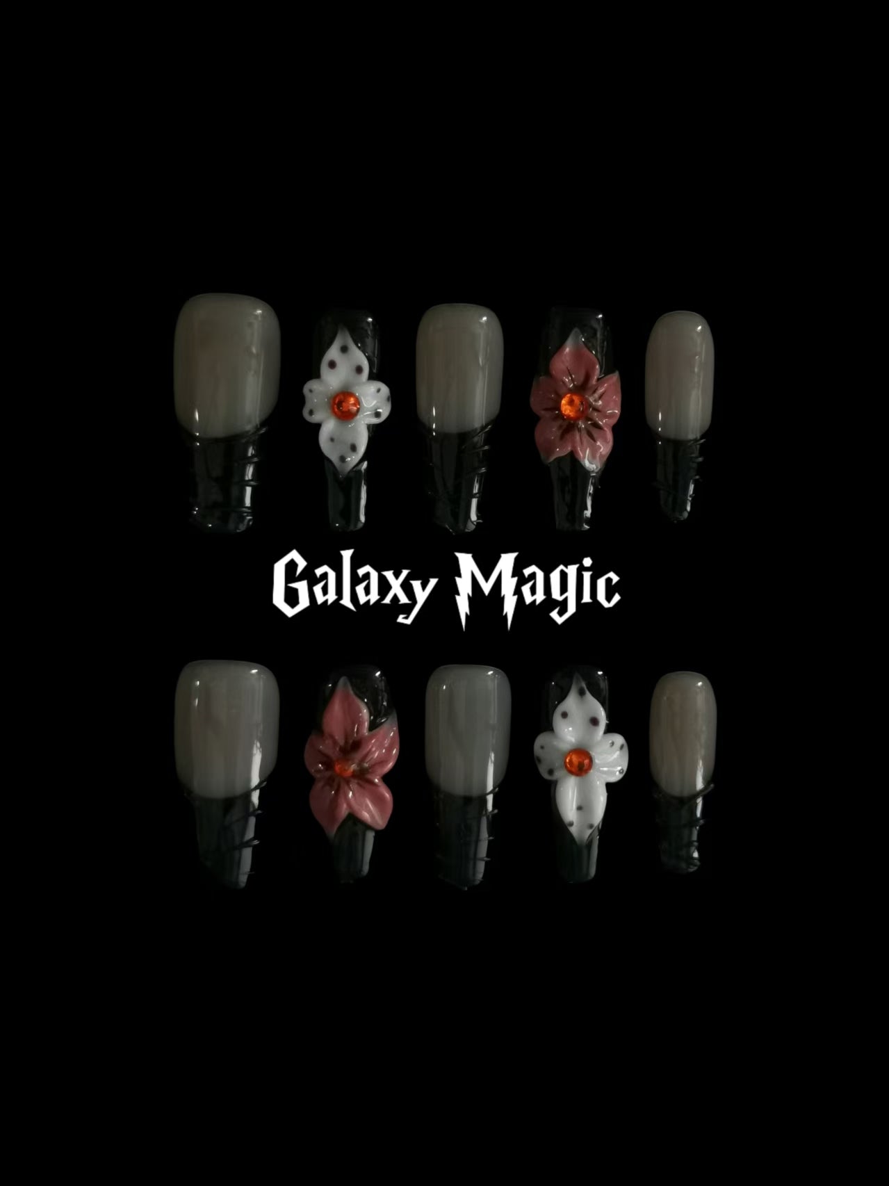 Handmade Nail art designs press on nails with 3d flower gel glue coffin stiletto square shaped 1