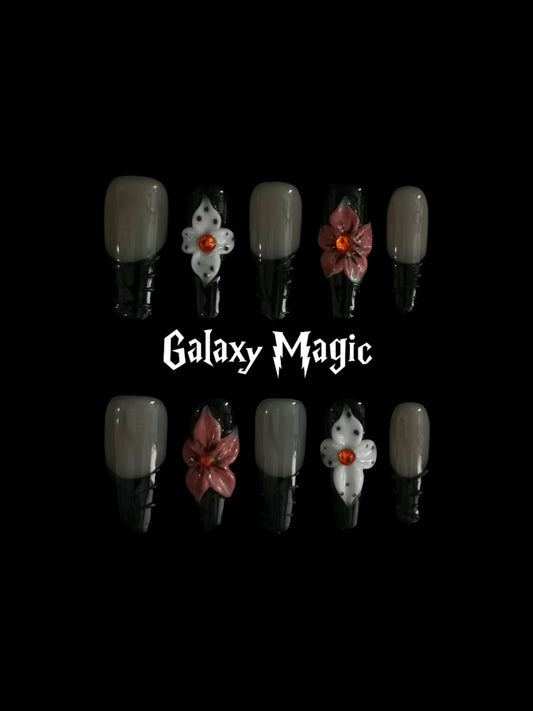 Handmade Nail art designs press on nails with 3d flower gel glue coffin stiletto square shaped 1