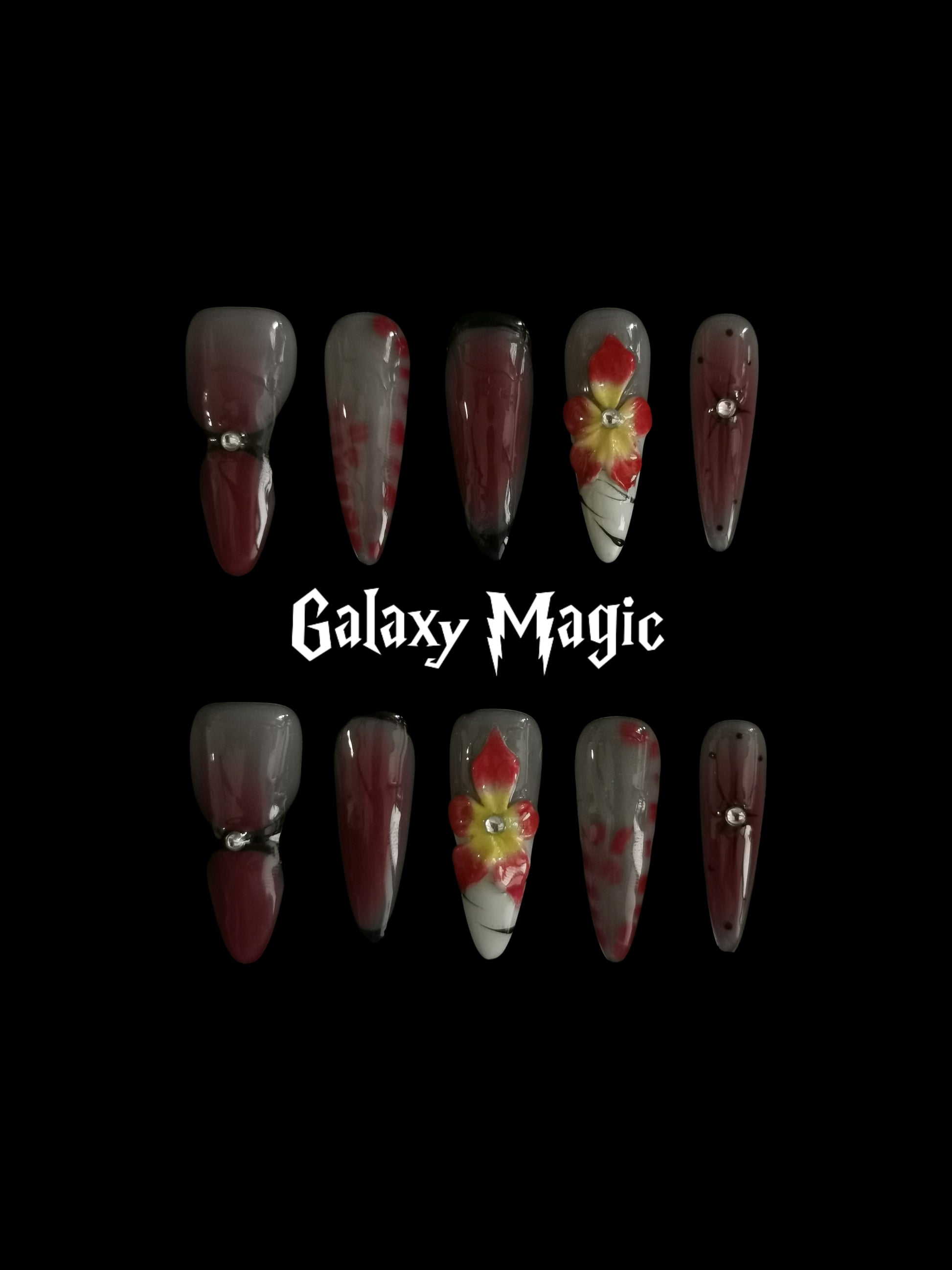 Handmade Nail art designs press on nails with 3d flower gel glue coffin stiletto square shaped 1