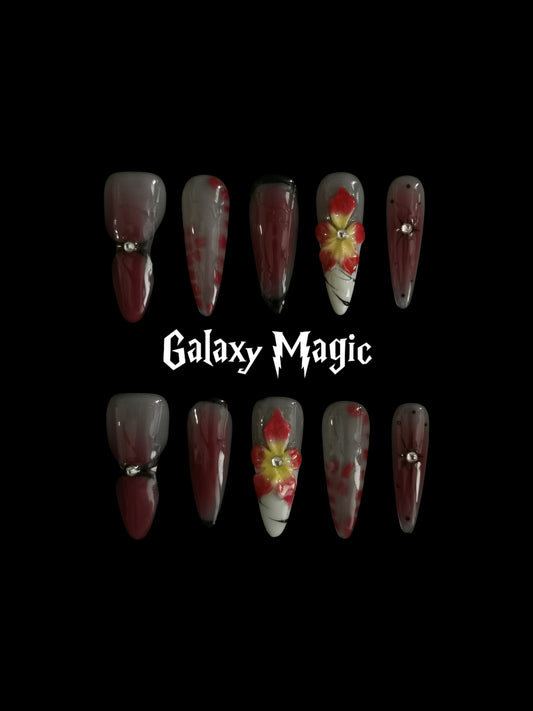 Handmade Nail art designs press on nails with 3d flower gel glue coffin stiletto square shaped 1