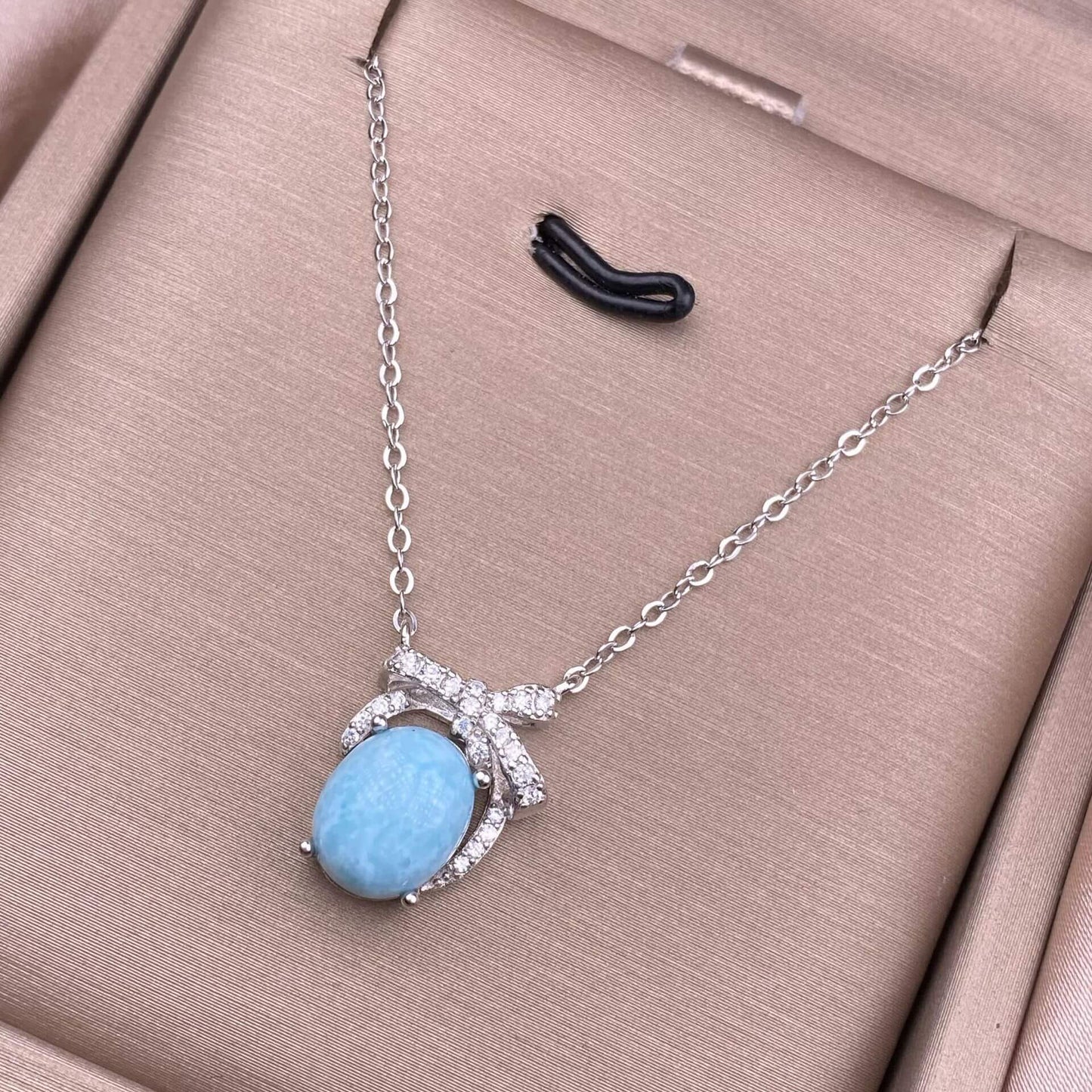 Necklace with a blue pendant Larimar sea-patterned stone, aquamarine, grape stone, purple lithium spodumene S925 necklace, silver inlaid with full diamonds,s925 collarbone chain, silver-encrusted little rabbit children pendant, garnet quality, pure water flawless 