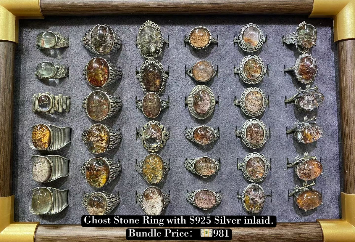 Bundle silver Jewelry Ghost Stone Ring adjustable size S925, silver inlaid, NO.R3