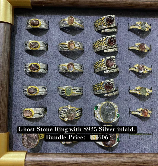Bundle silver Jewelry Ghost Stone Ring adjustable size S925, silver inlaid, NO.R7