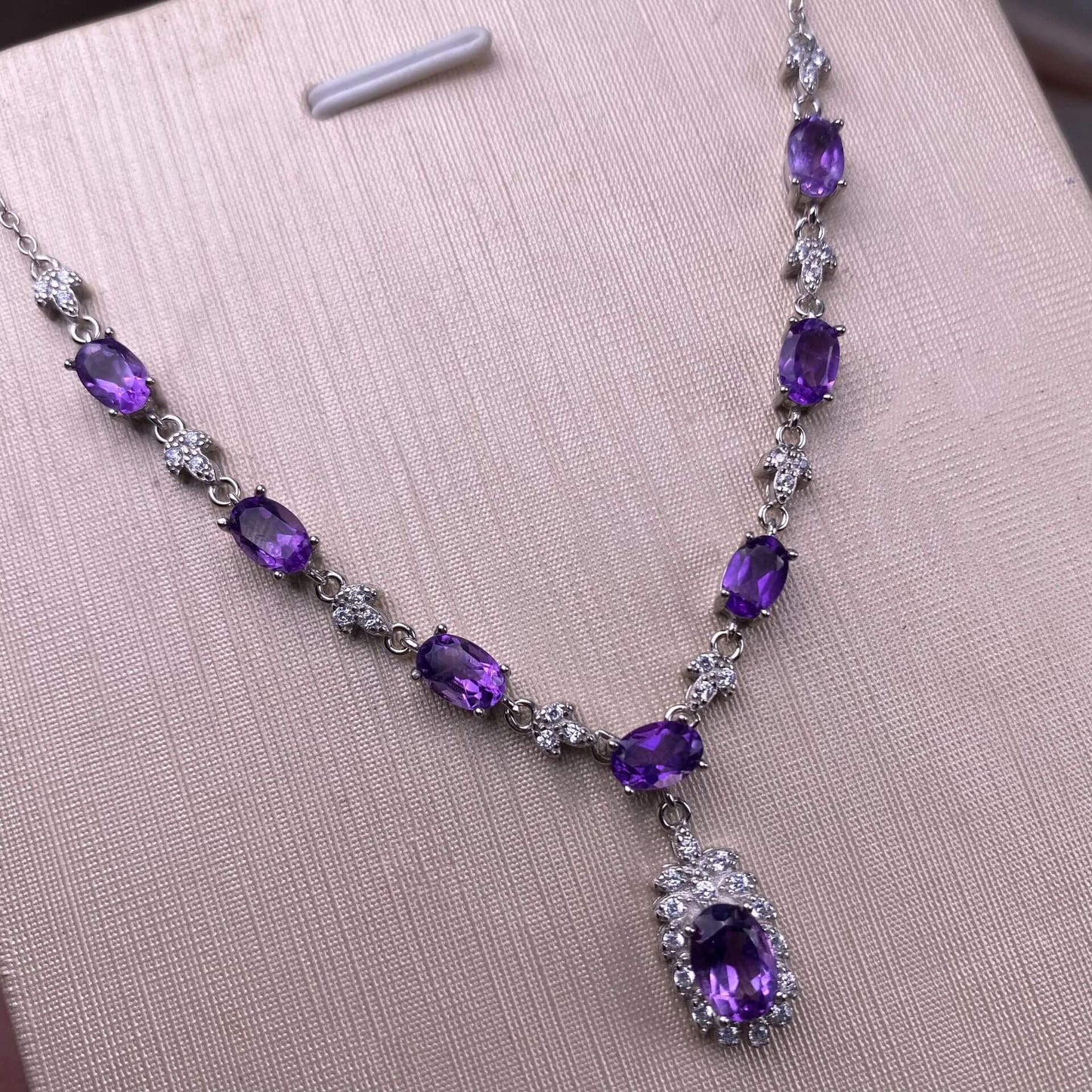 Opal/Black Opal/Turquoise/London blue topaz/Olivine/Garnet/ Hetian jade/Amethyst/Topaz S925 necklace, silver inlaid with full diamonds, exquisite light luxury evening wear chain, Opal collarbone chain, fashionable office lady