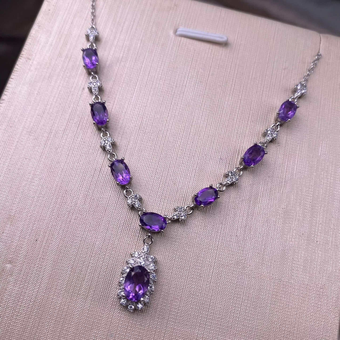 Opal/Black Opal/Turquoise/London blue topaz/Olivine/Garnet/ Hetian jade/Amethyst/Topaz S925 necklace, silver inlaid with full diamonds, exquisite light luxury evening wear chain, Opal collarbone chain, fashionable office lady